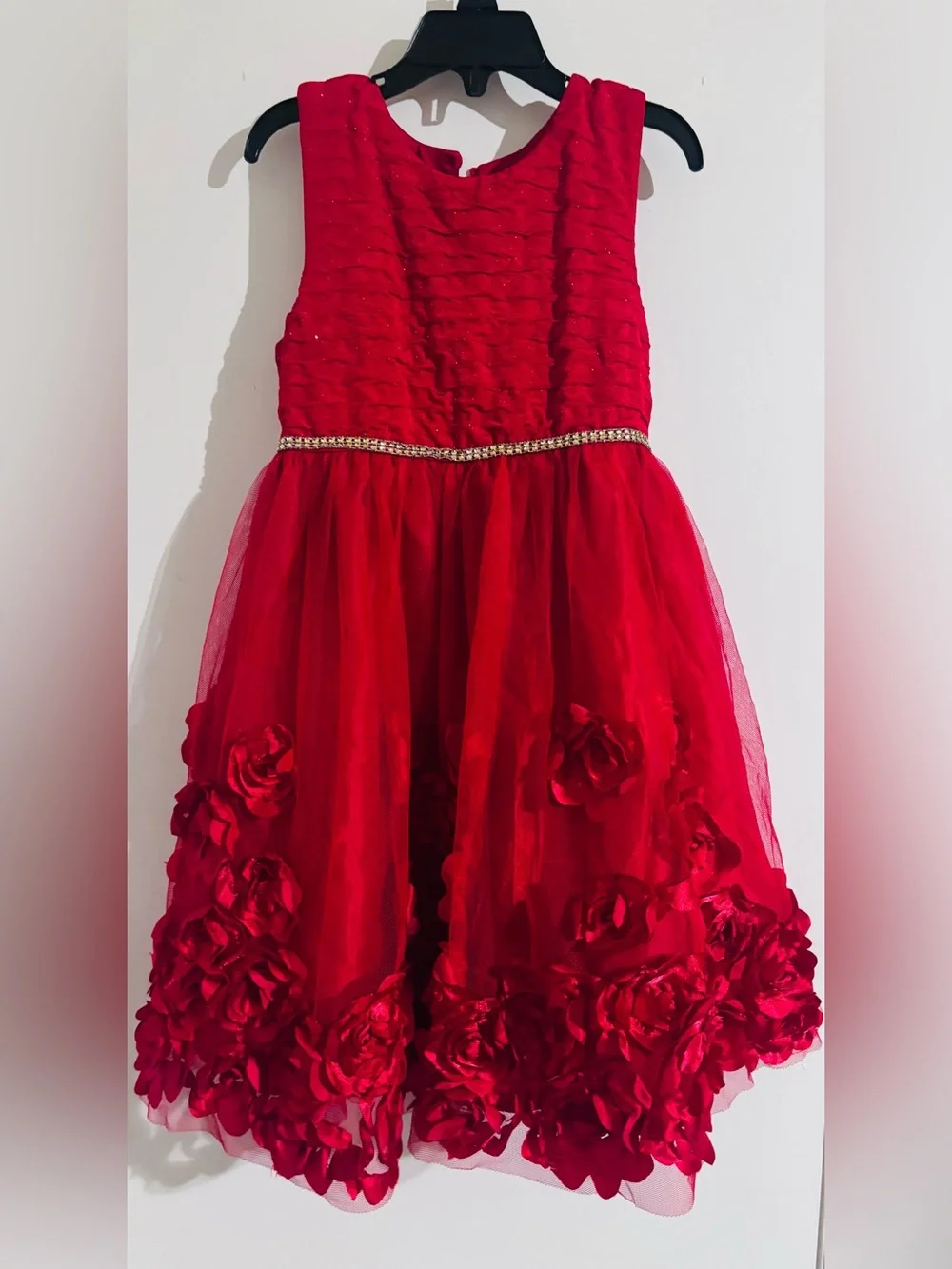 Nannette Red Floral Tulle Party Dress size 6 for girls